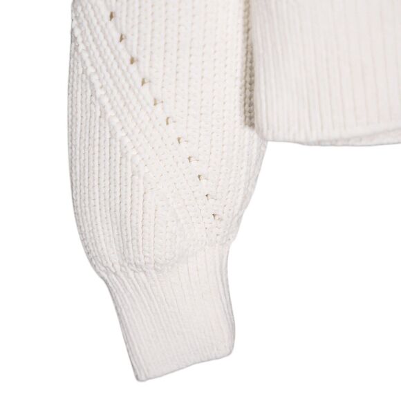 H&M Women's Sweater Ivory Rib Open Knit Top Stretch Blouse Pullover Size Small - Picture 8 of 8